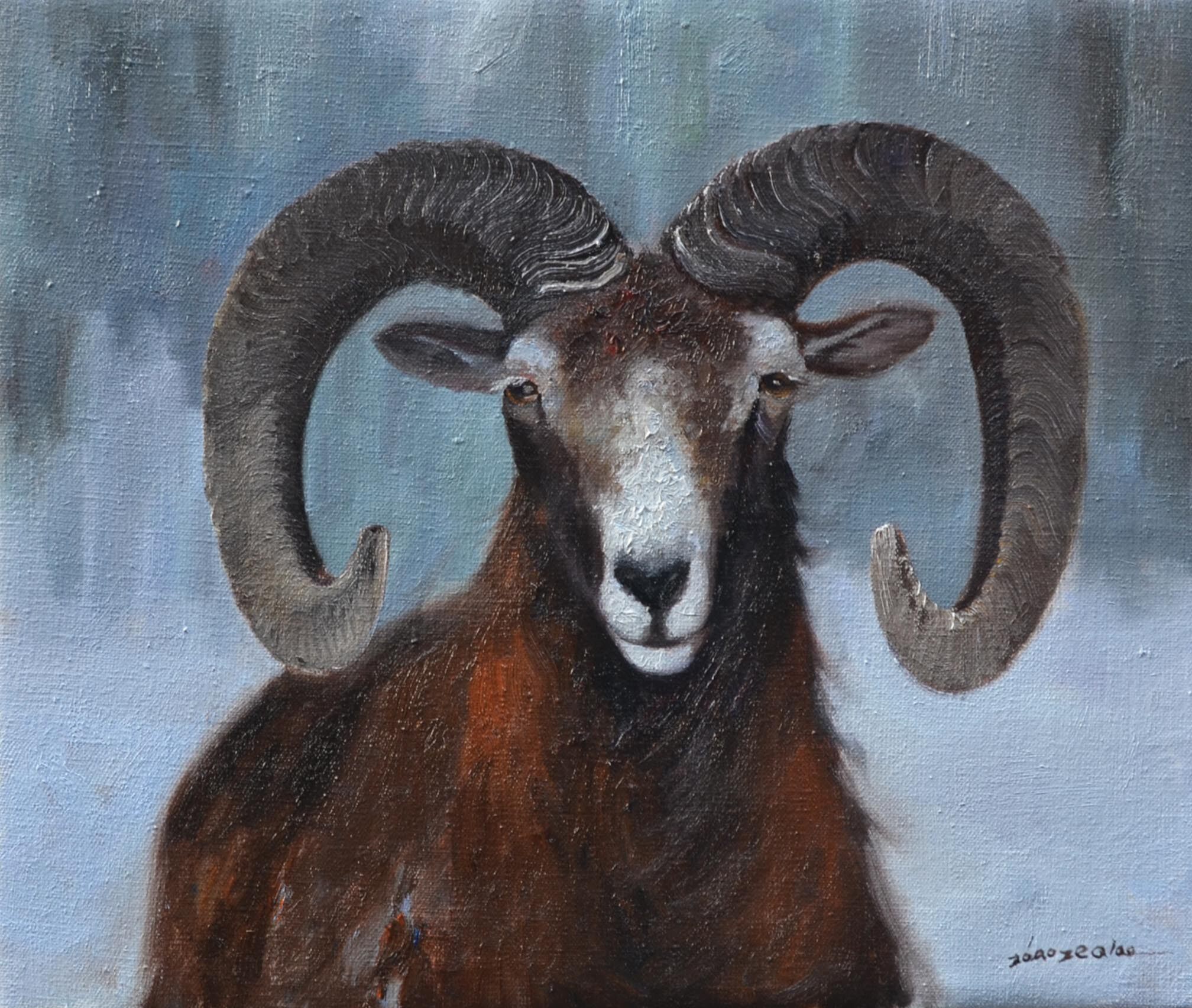 赵泽侨《盘羊》知名画家 油画 人物画