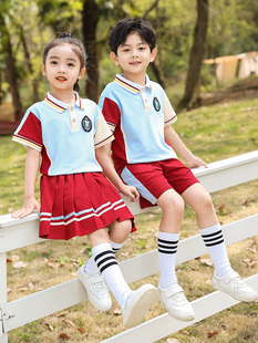 小学生校服夏季套装男女班服短袖长裤学院风运动服幼儿园园服夏装