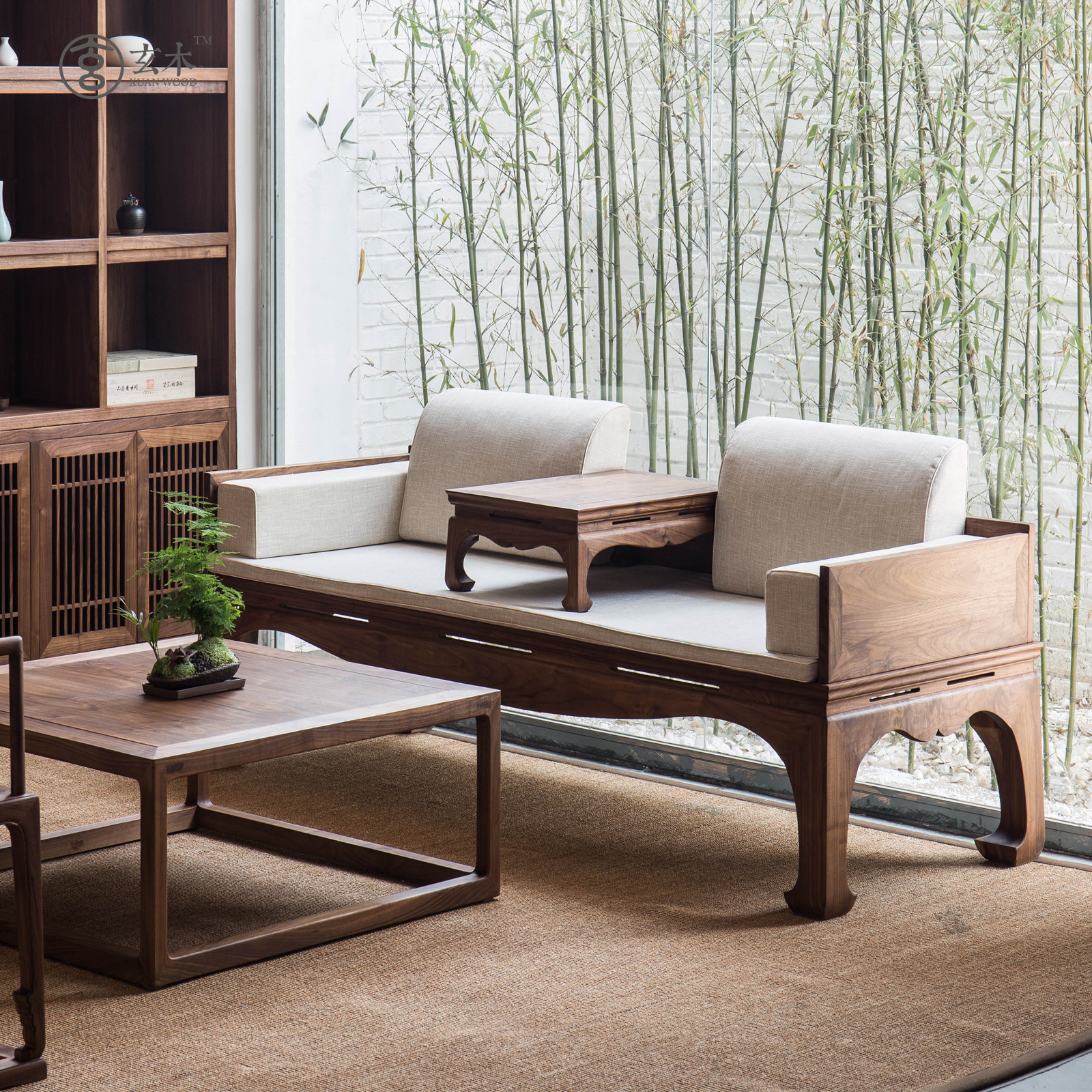 罗汉床实木小户型新中式客厅沙发红木老榆木贵妃椅禅意美人榻家具