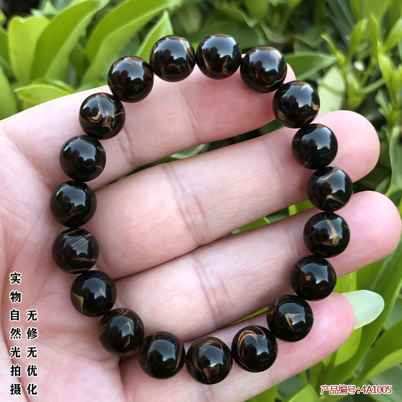 海柳手珠_神木阁黑珊瑚海柳手串男女士情侣手珠圆佛珠念珠金丝纹1.