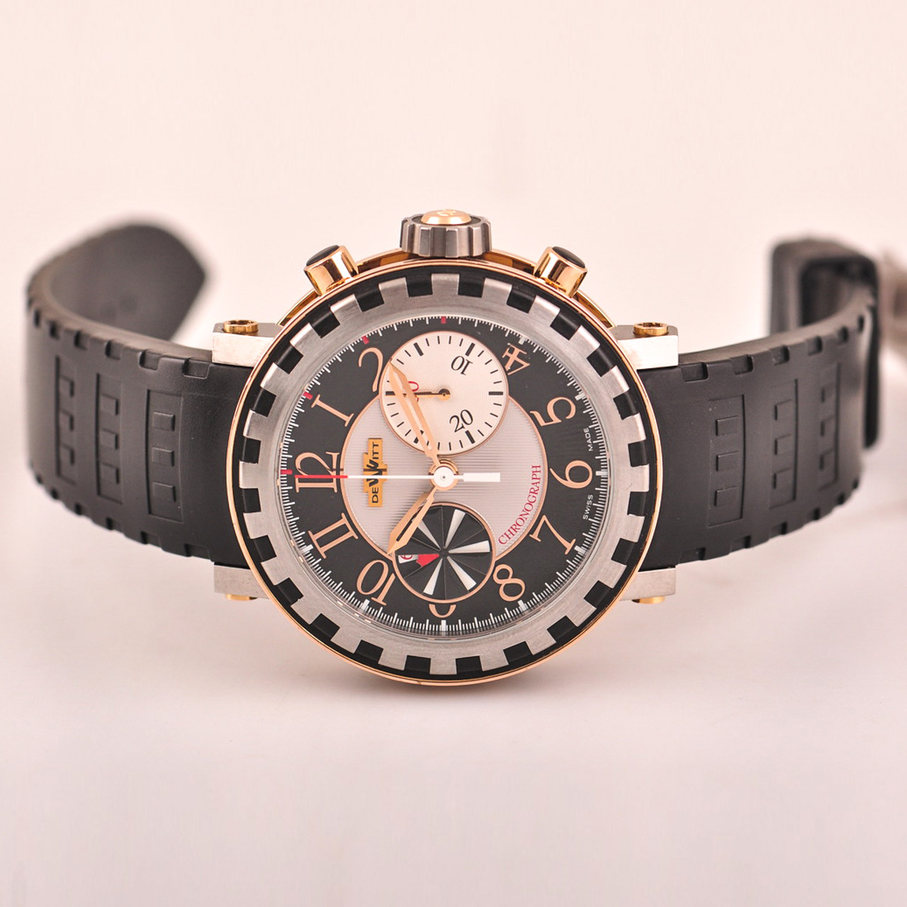 [95新]迪威特18k玫瑰金钛合金自动机械男表