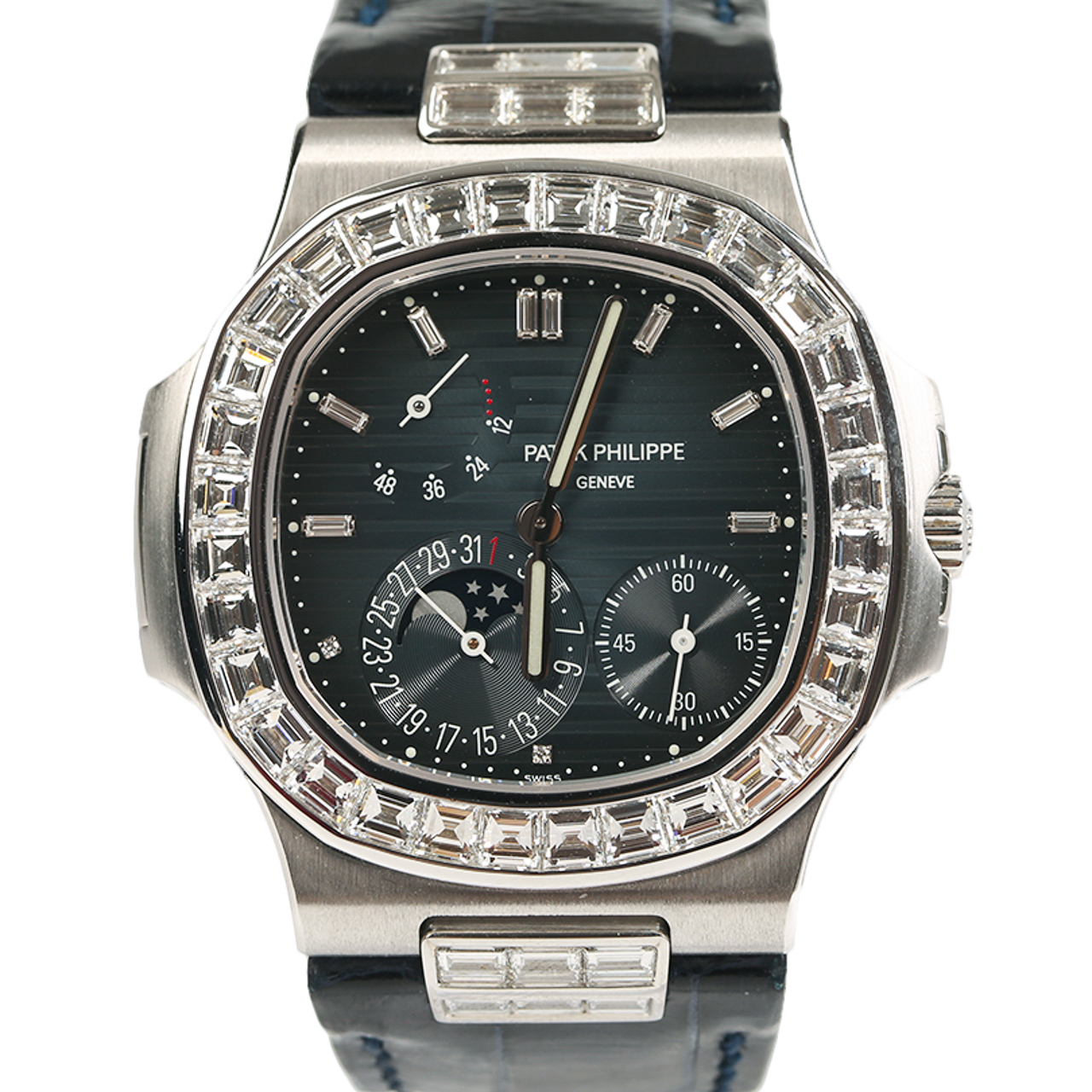 [98新]百达翡丽18k白金镶钻自动机械男表