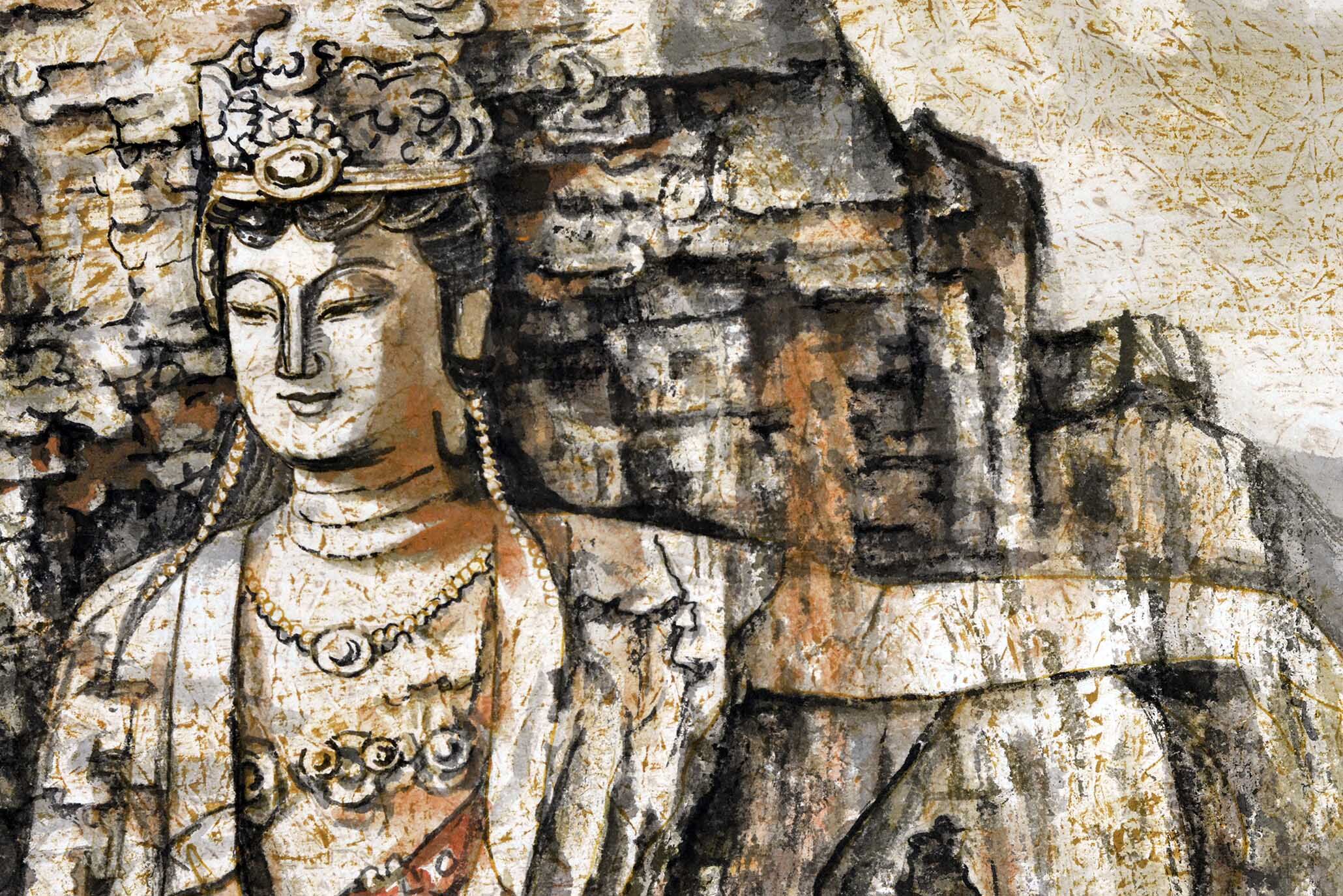 岳蒙《岩彩佛像系列5》中国美术家协会吉林分会会员