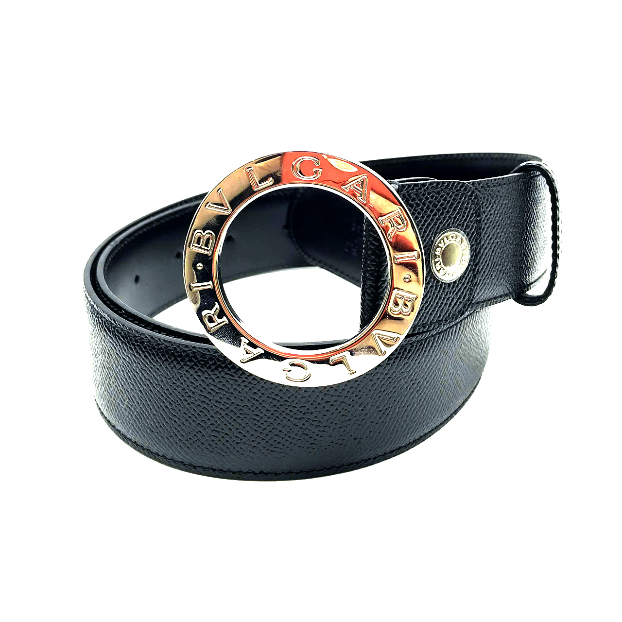 [9.8新]宝格丽bvlgari男士黑色银扣皮带