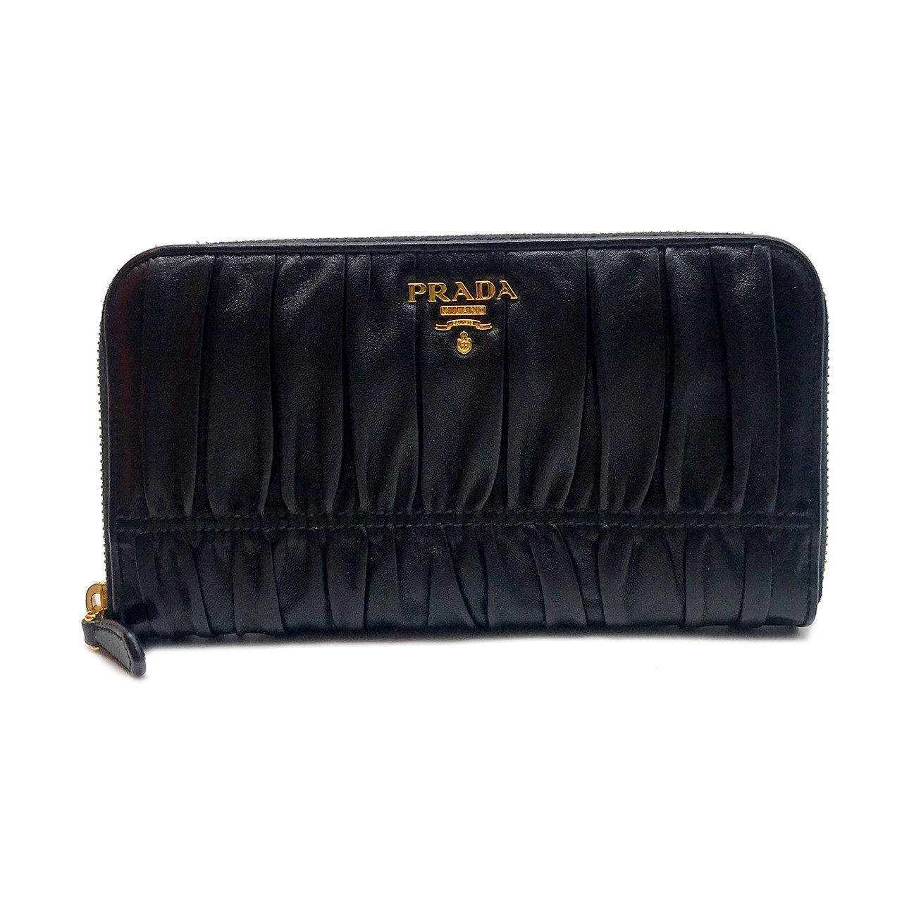 [9.9新]普拉达prada女士黑色褶皱钱包