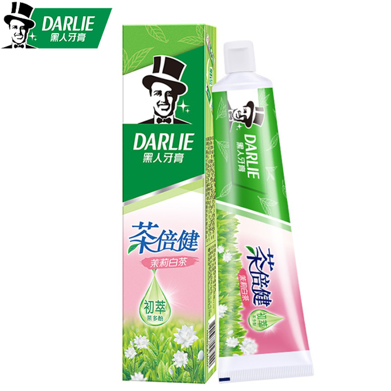 黑人牙膏茶倍健茉莉白茶190g清新口气含氟护龈固齿防蛀深层清洁