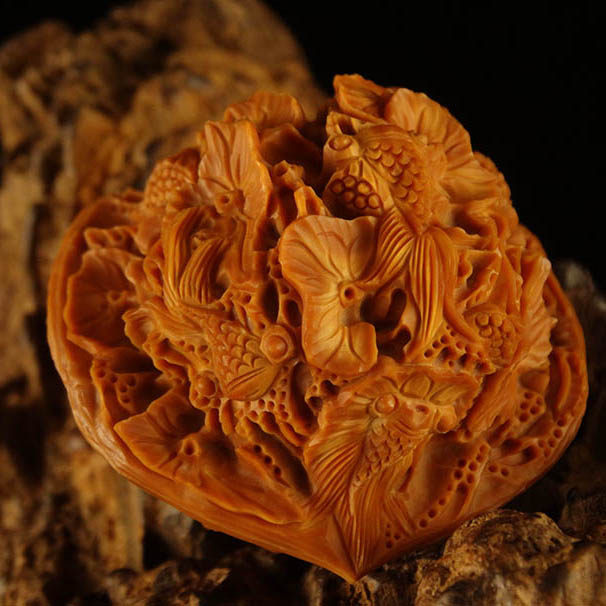 0x4.5x4.2cm 苏工纯手工核雕核桃雕《金玉满堂》须氏作品