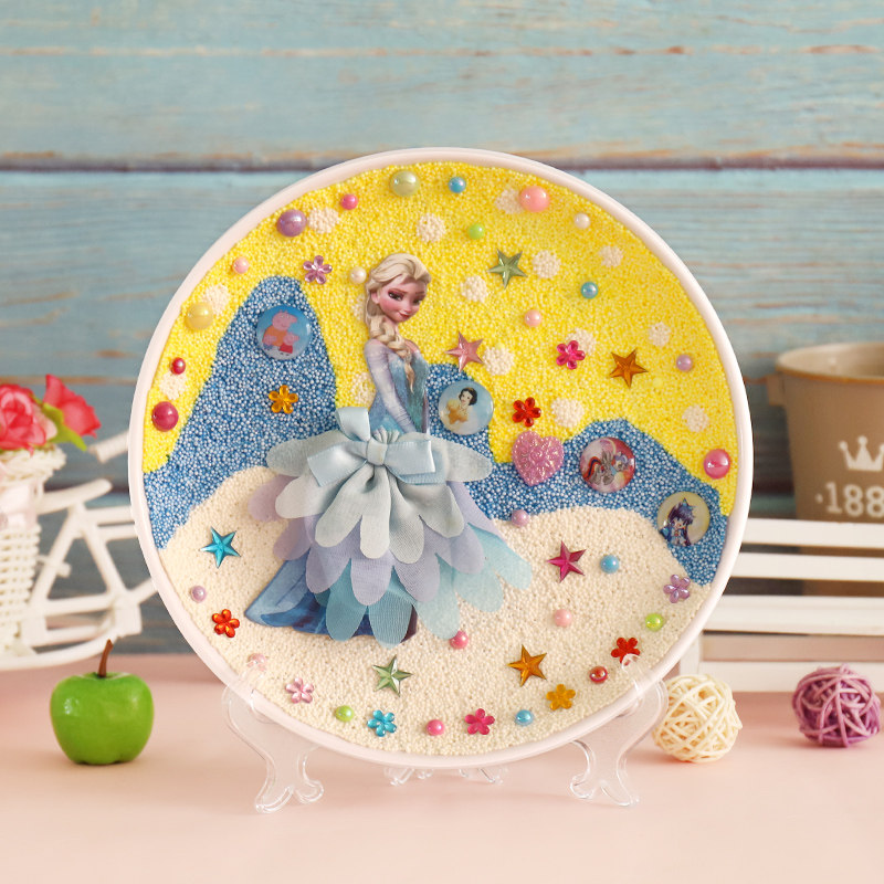 雪花泥画_儿童手工diy制作材料包彩泥粘土雪花泥画幼儿园女孩创意益智