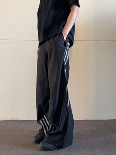 soxiox垂感冰丝裤男女夏季薄款宽松美式冲锋裤防水小众设计感裤子