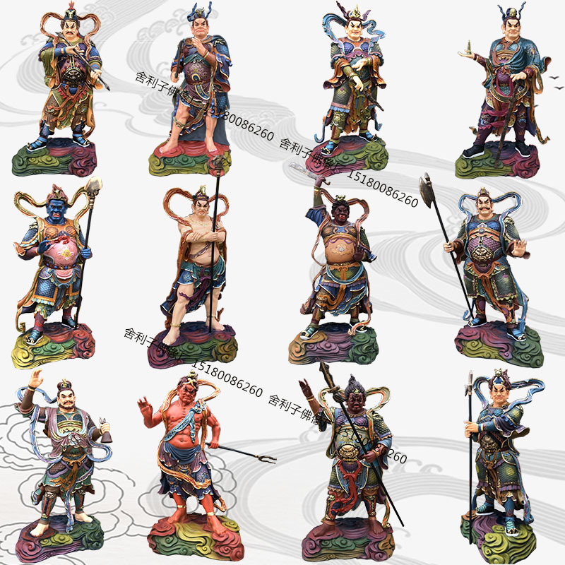十二将军神像 树脂玻璃钢 庭院供奉 生漆脱胎 12神将铜雕木雕摆件