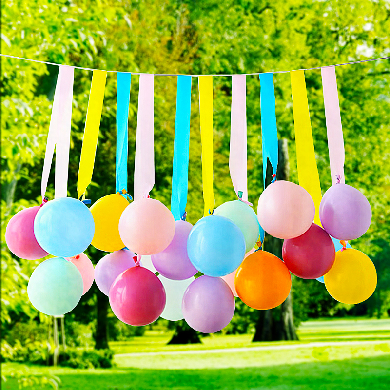 气球皱纹纸流苏彩带纸生日装饰幼儿园家庭派对户外场景布置不伤墙