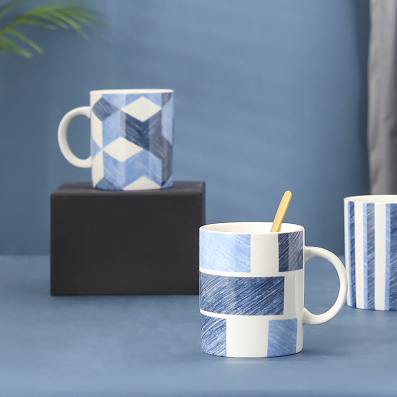 ins北欧风格马克杯简约家用陶瓷杯子 创意办公室喝水杯咖啡杯对杯
