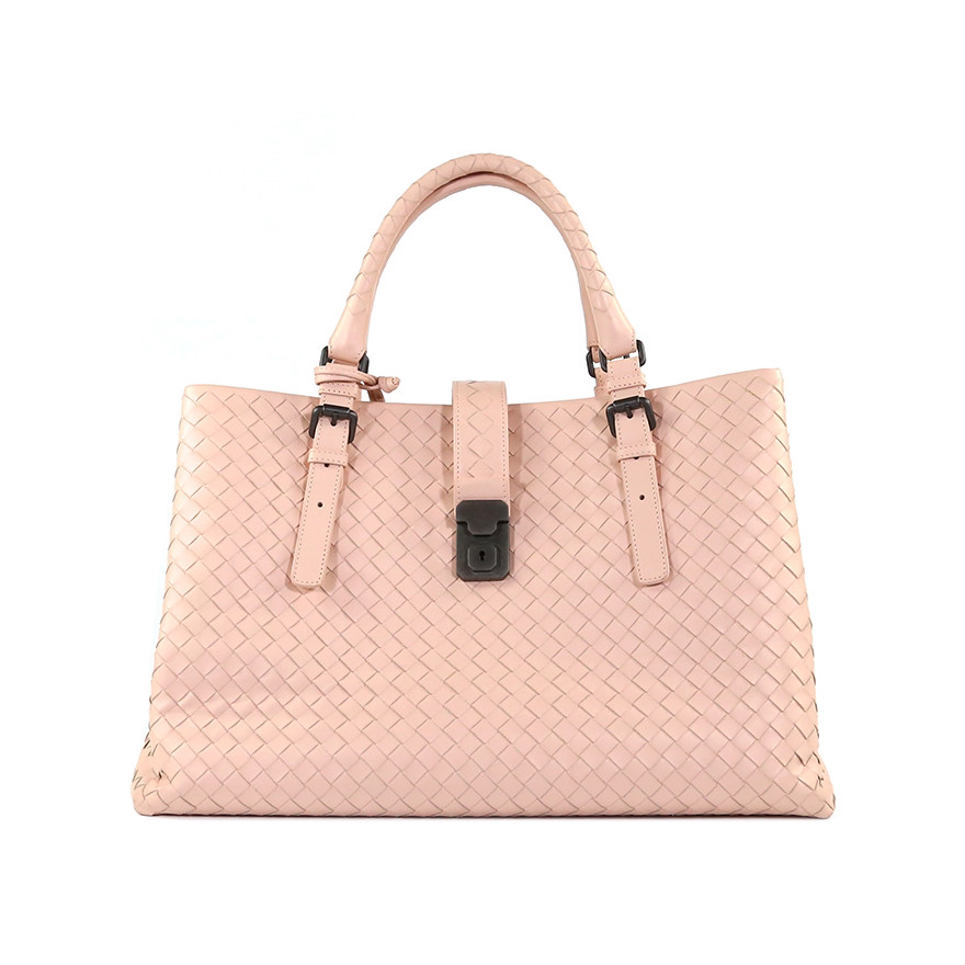 [9.5新]葆蝶家bottega veneta女士roma中号浅粉色皮质两用包