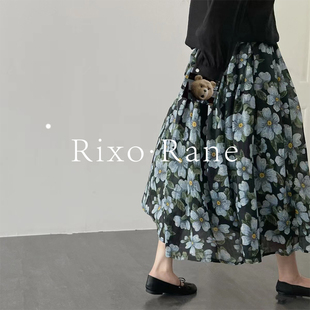 法国Rixo Rane⭐温柔气质油画碎花半身裙春夏显瘦时尚棉麻纱A字裙