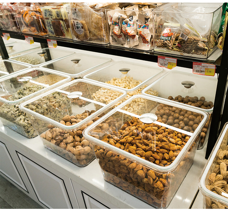 超市货架食品展示盒密封盒干果防潮散货陈列盒商用零食干货密封罐