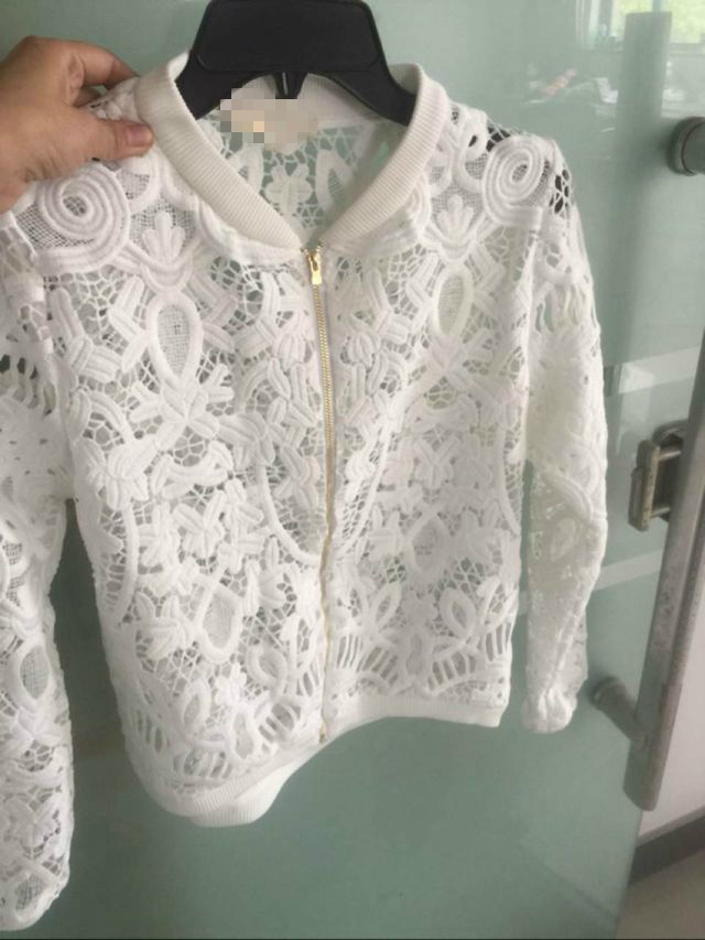 三心姐姐大牌店 原单女装 法国maje白色蕾丝宫廷风棒球服
