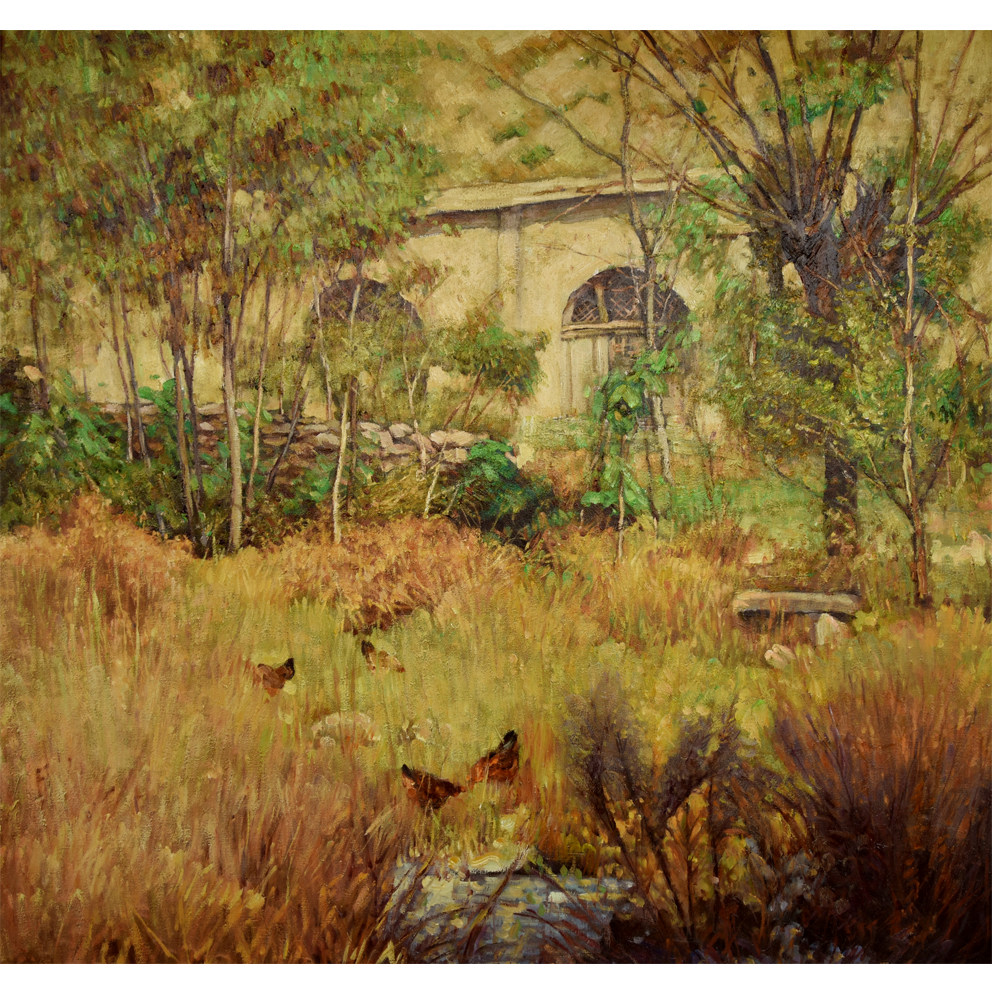 陈力油画《农家寒舍》已装裱