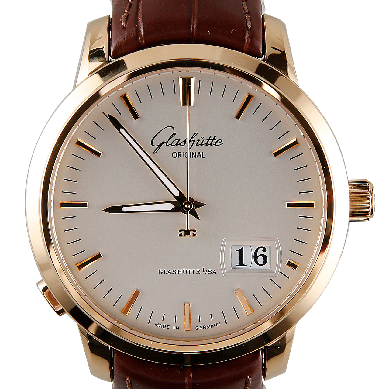 [99新] 格拉苏蒂 男款 自动机械 参议员系列 18k玫瑰金 大日历