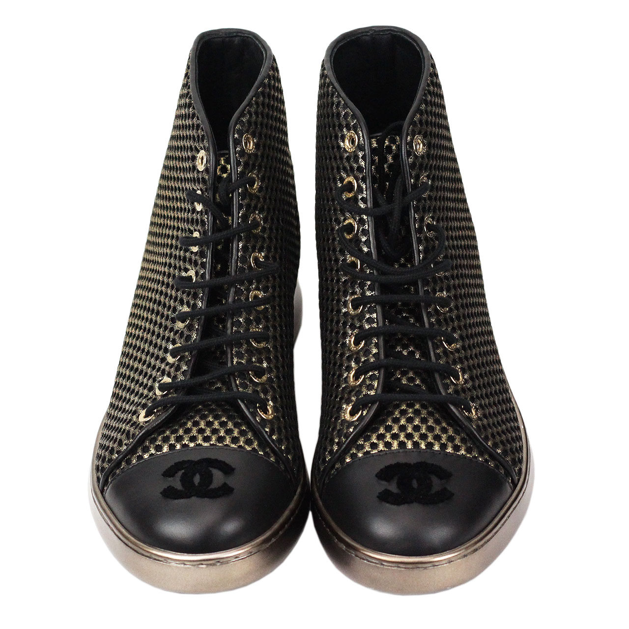 [9.8新]香奈儿chanel女式网状系带高帮鞋运动鞋37