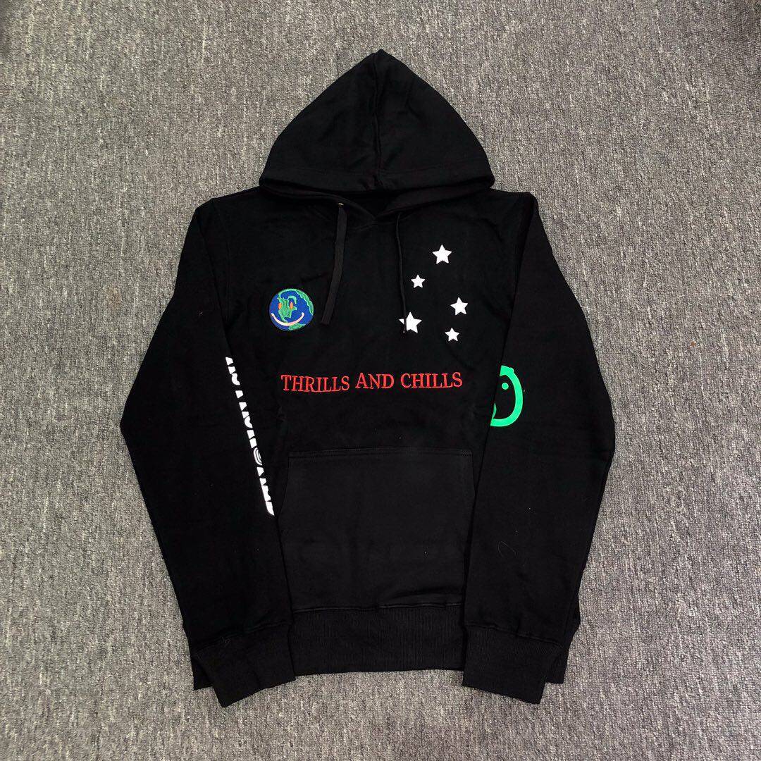 travis scott astroworld 和平反战微笑地球秋冬男女宽松连帽卫衣