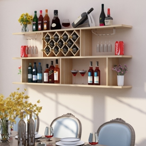 包邮新款简约墙上酒柜酒架壁挂置物架装饰架餐厅悬挂菱形格酒瓶架