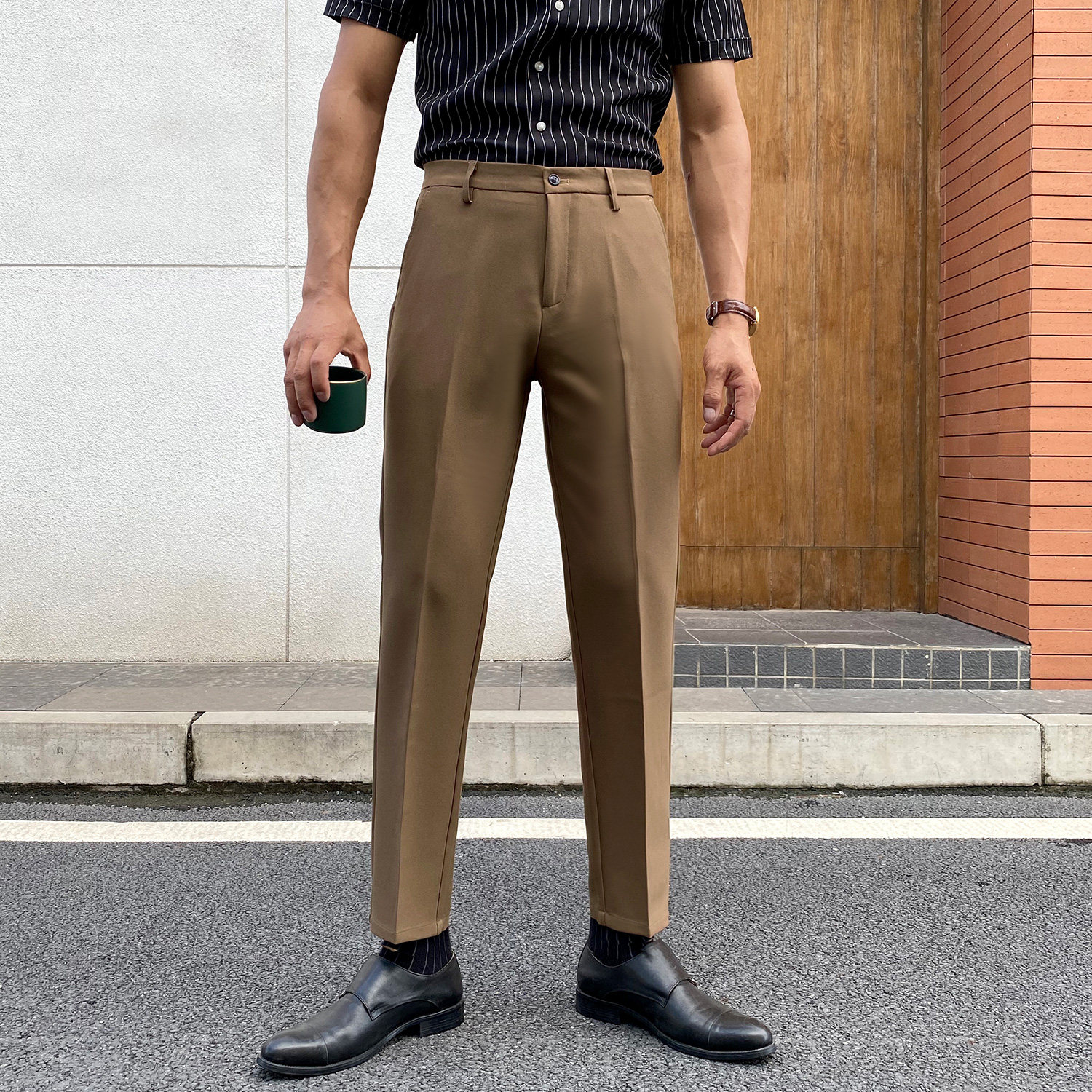 西裤男士九分修身商务正装休闲裤子