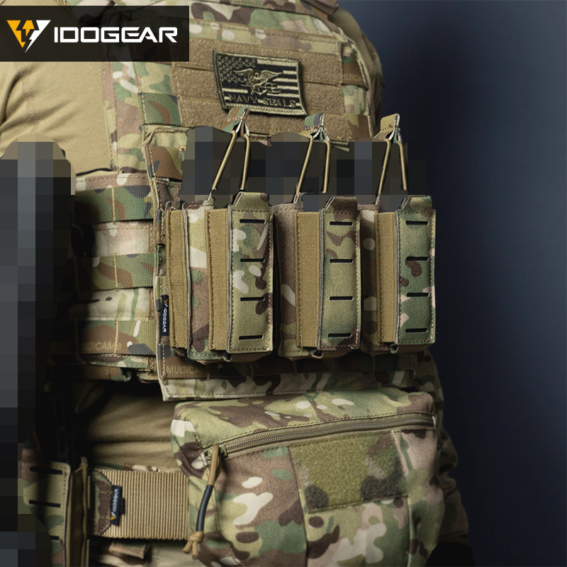 小钢蝎战术三联旦夹包军迷背心5569mm并联弹匣袋激光切割