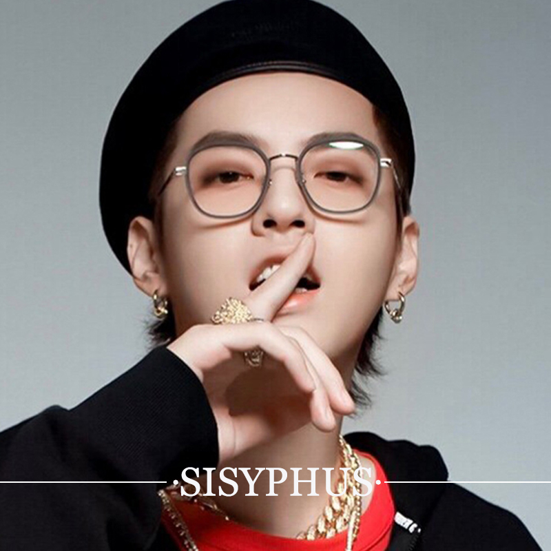 框架眼镜 女 近视 大脸 潮人_章若楠吴亦凡同款配近视眼镜框架女潮大