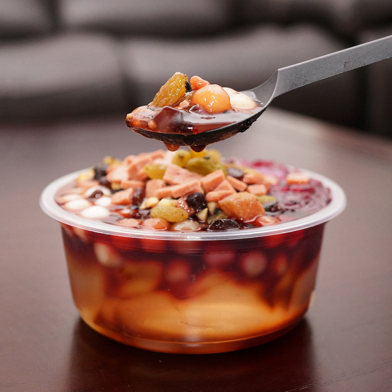 圆形一次性餐盒冰粉专用碗水果捞打包