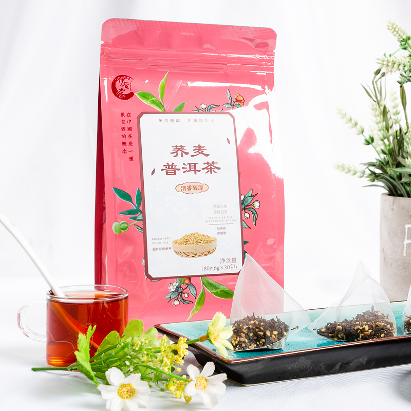 东茶雅韵 荞麦普洱茶叶伊萱堂苦荞茶