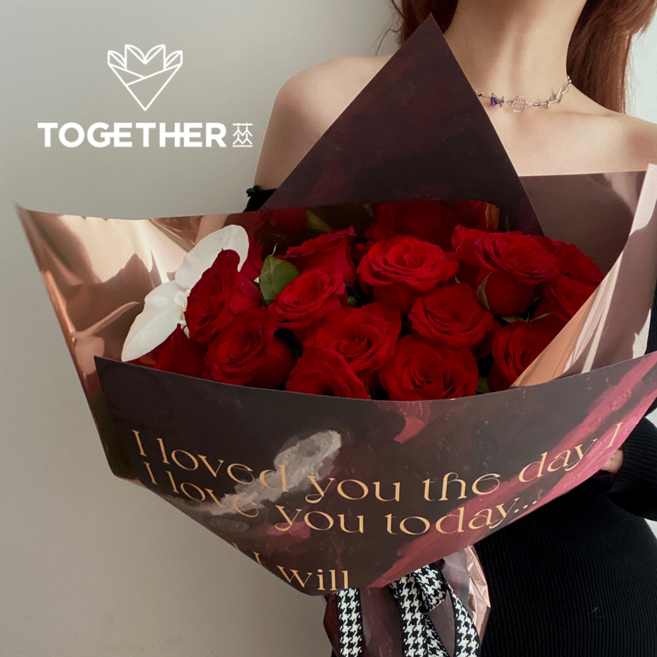 苁丛 原创 情人节玫瑰系列 牛皮纸复古烫金  花艺花束包装