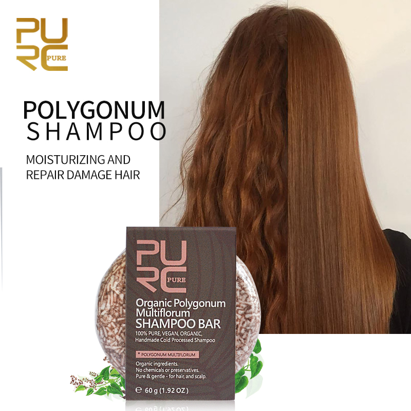 PURC No Chemicals Organic Polygonum Shampoo Bar Handmade Col