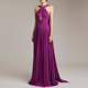 紫色晚礼服露背长裙2023新款高端大气雪纺走秀模特团体演出连衣裙