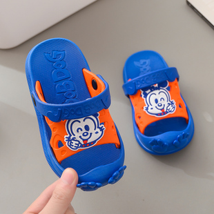 巴布豆女童凉鞋1-3岁2宝宝儿童洞洞鞋可爱软底沙滩鞋塑胶卡通防滑