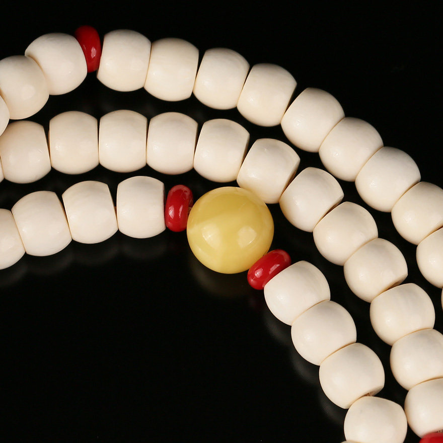 观音殿供奉 新品108猛犸象牙佛珠 念珠 大雄宝殿禅修加持