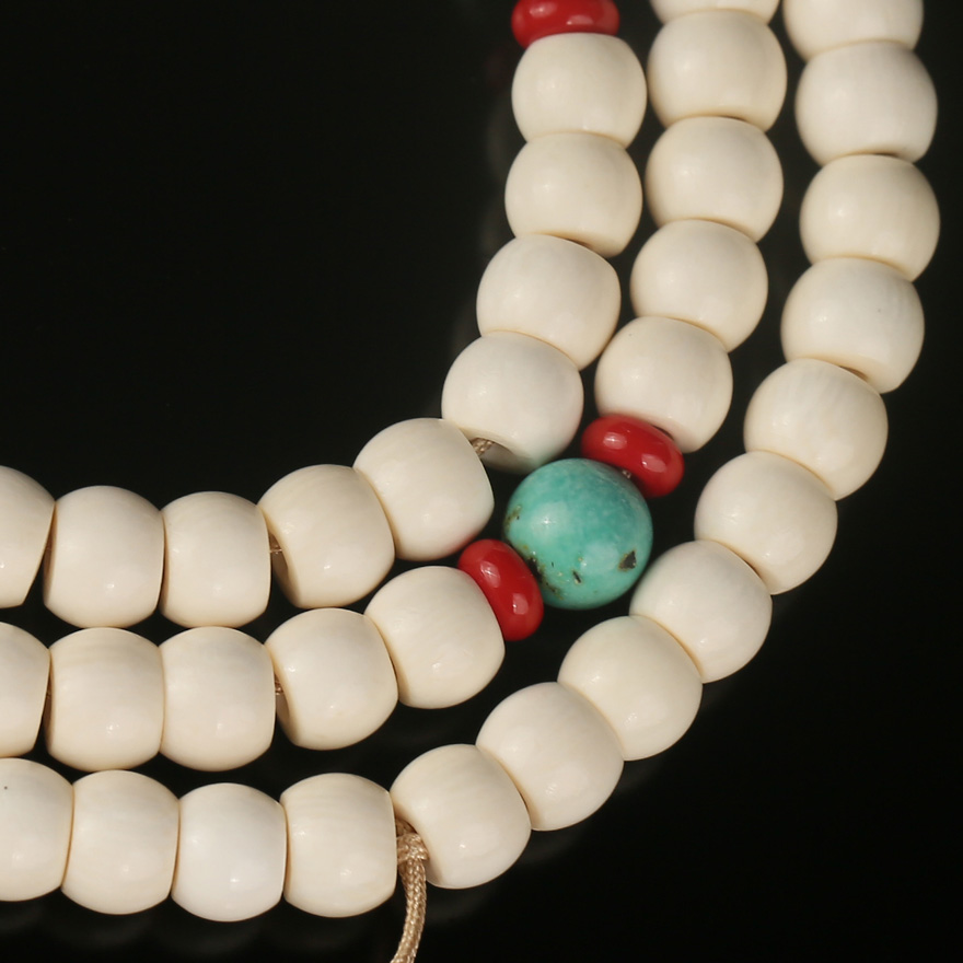 观音殿供奉 猛犸象牙藏式108颗佛珠 念珠 大雄宝殿禅修加持