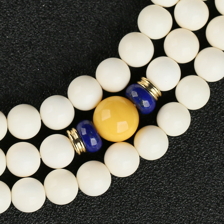 和平寺 猛犸象牙108颗佛珠 念珠 蜜蜡青金石配饰 佛法加持