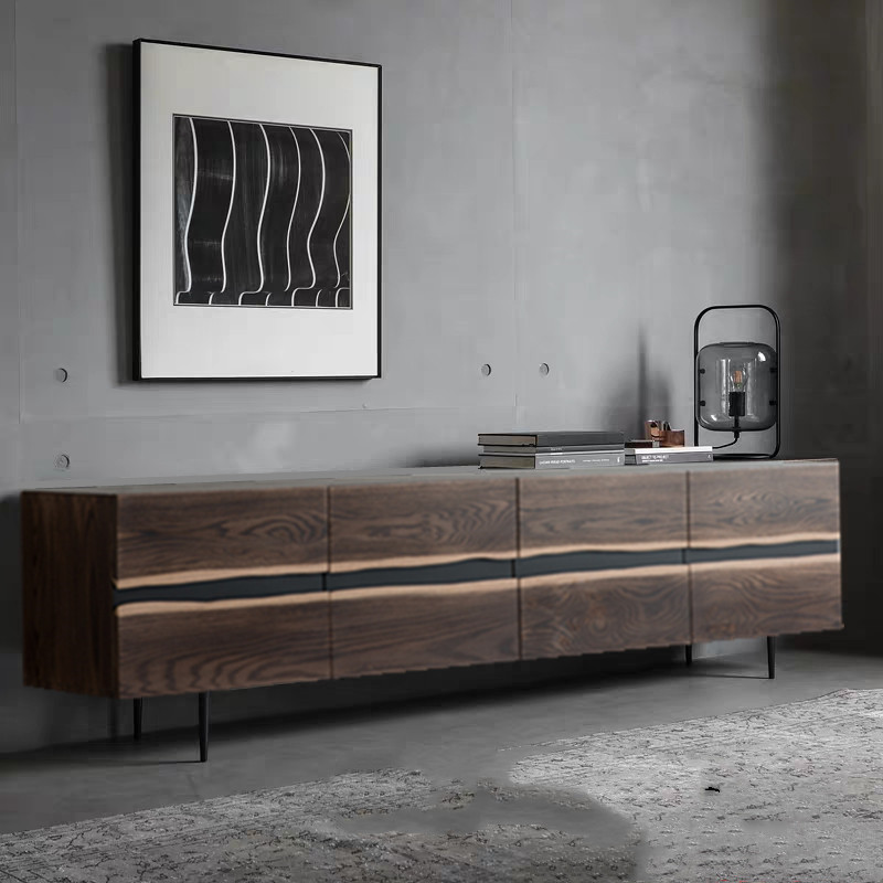 北欧表情电视柜茶几组合烟熏橡木落地柜家具实木全屋定制工厂特惠