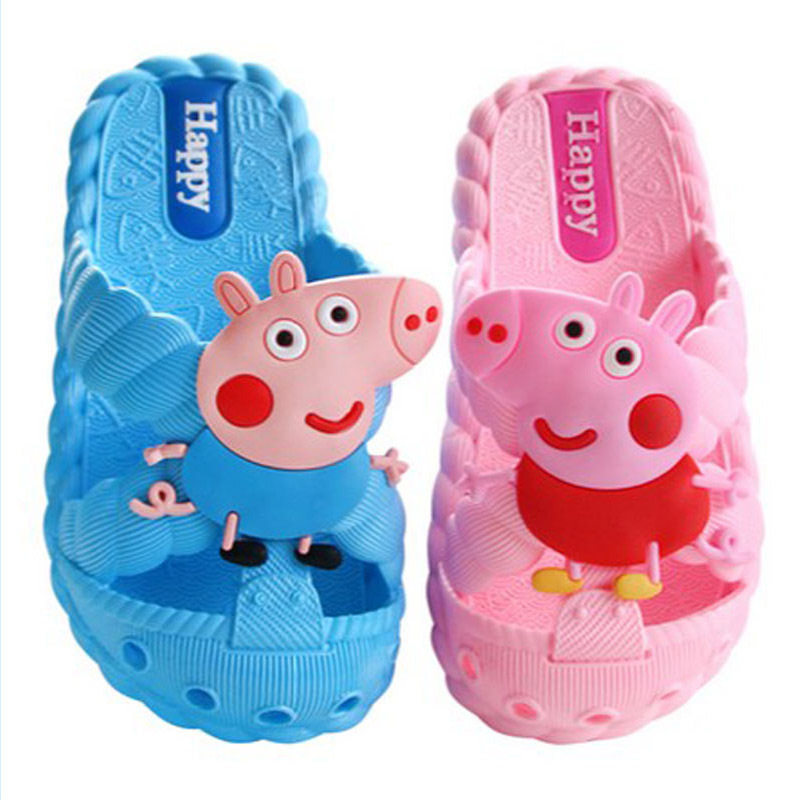 儿童拖鞋夏季小猪佩奇女童男童小孩宝宝浴室内防滑凉拖洞洞鞋b