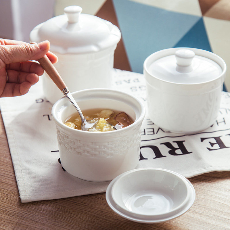 炖盅陶瓷带盖家用隔水炖汤盅蒸燕窝蒸鸡蛋羹煲汤碗炖罐小号一人份