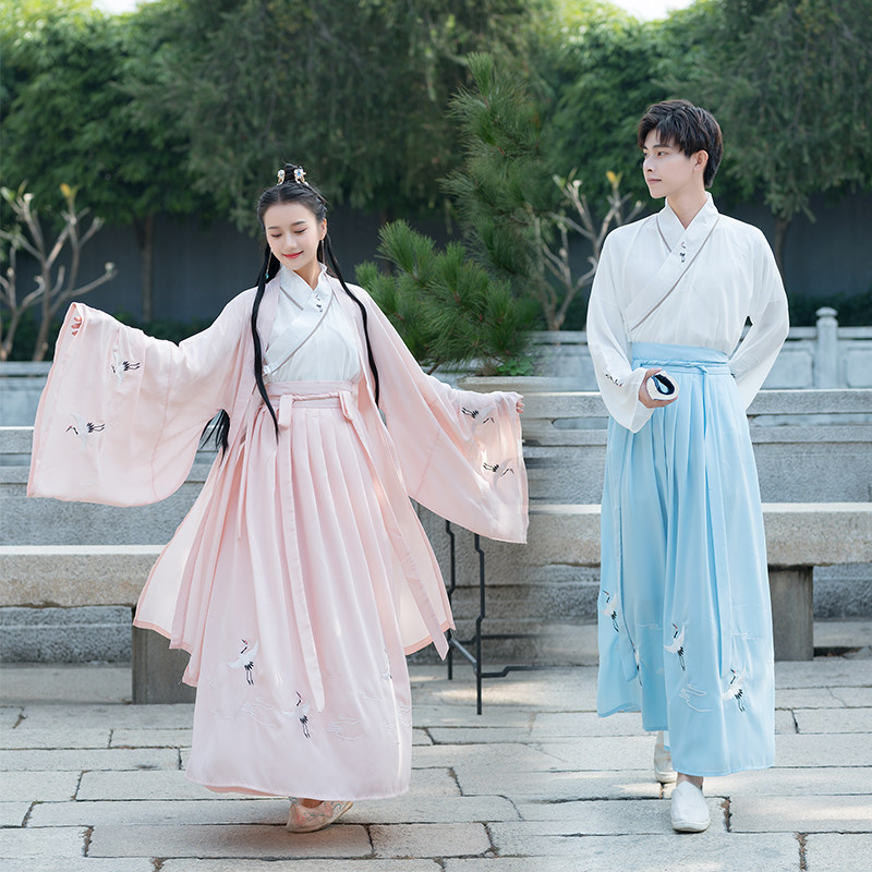 原创绣花大氅汉服氅衣广袖大袖衫非古装外套情侣班服表演服