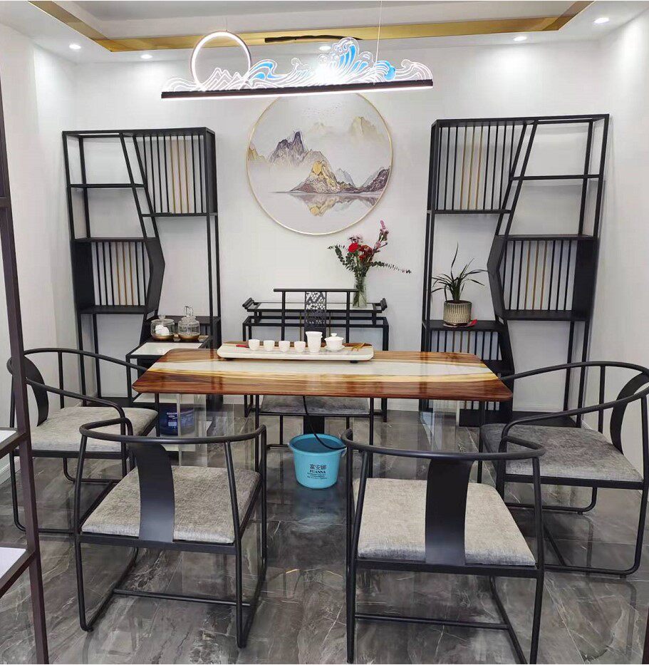 茶桌椅组合简约现代新中式亚克力悬浮泡茶桌高端轻奢实木功夫茶台