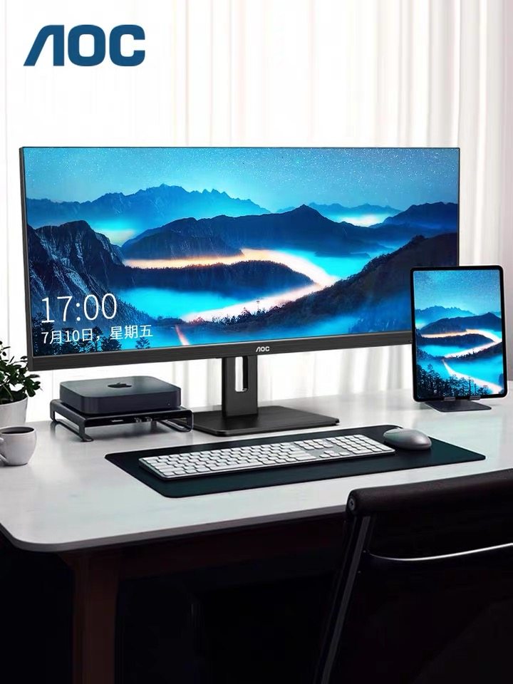 aocq34p234英寸219带鱼屏4k作图设计ips电脑显示器2k办公炒股