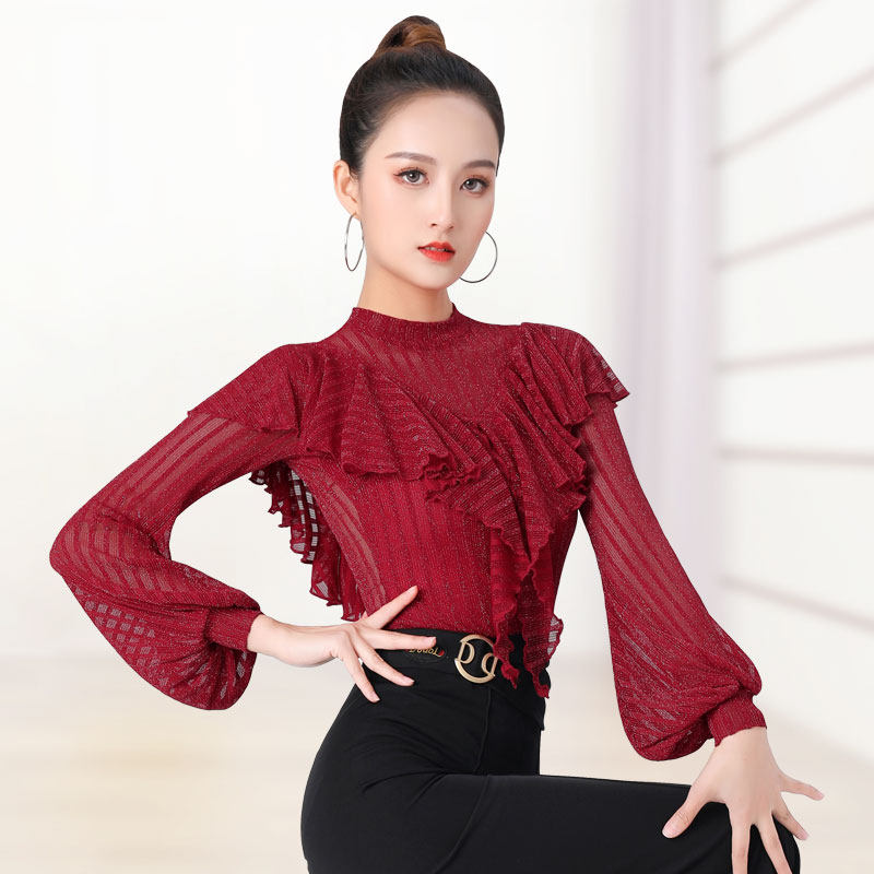 丹宝罗摩登舞上衣女成人舞蹈服国标舞拉丁舞练功服舞衣伦巴舞服装