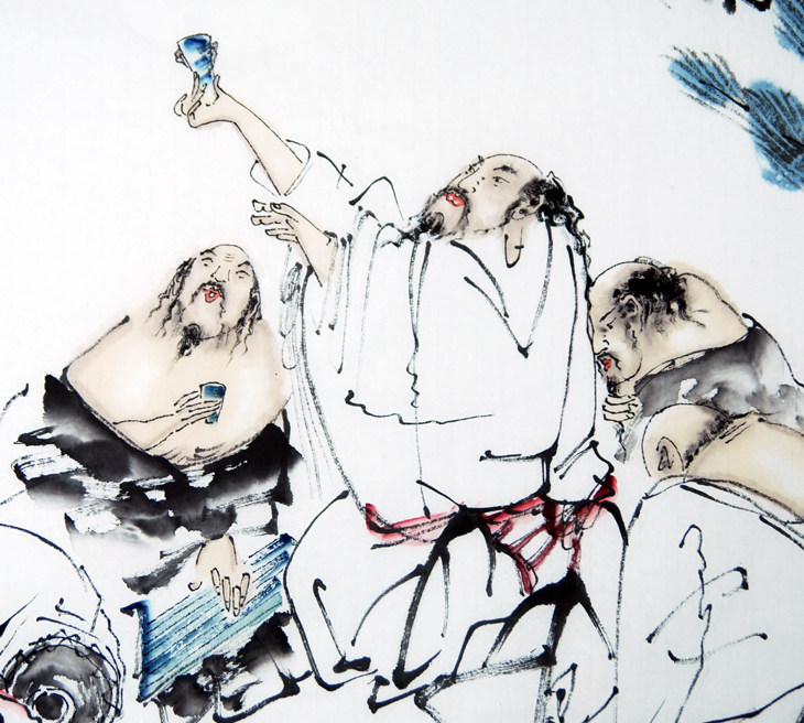 王铭水墨人物《醉仙图》送画册