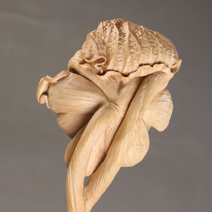 【国家级工艺美术大师赵树林作品】 荷花如意 黄杨木