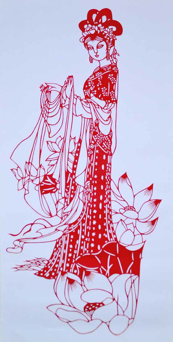 《四大美女--西施》手工剪纸作品 公益拍卖