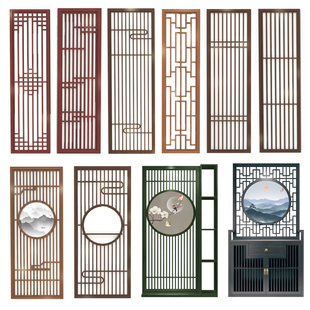 新中式实木屏风隔断客厅入户门玄关柜办公室茶室现代镂空中式花格
