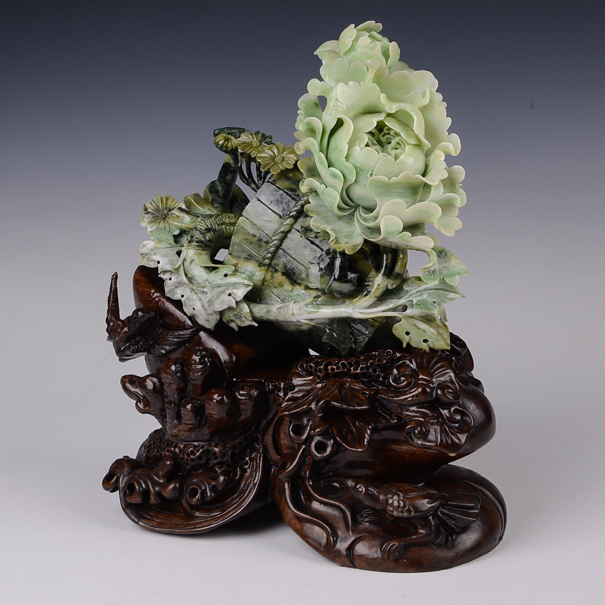 【一统富贵】 薛天空玉雕工作室作品独玉摆件1290g