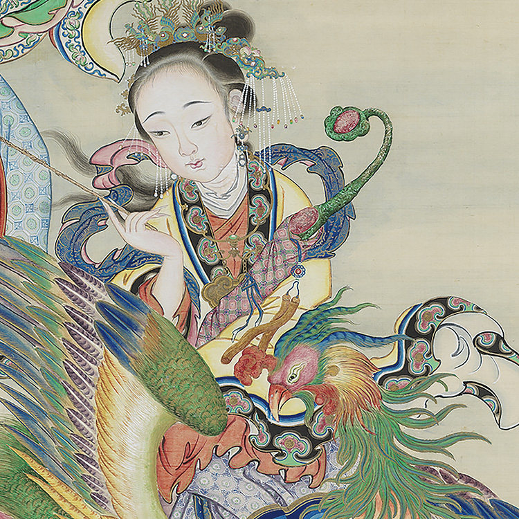 清 许良标 画仙人图 真迹复制品33x60cm台北故宫收藏清代佛像名画